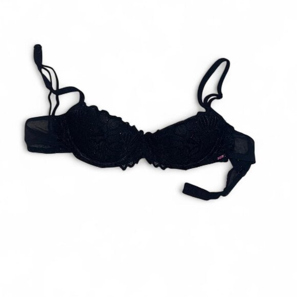 SOLD Victoria's Secret Pink Black Lace Push Up Bra - Picture 1 of 2
